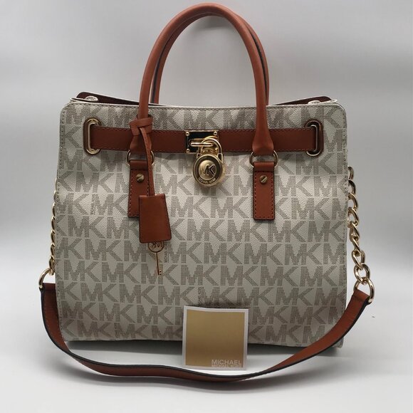 Michael Kors Brown & Vanilla Hamilton Large Tote - Picture 10 of 12